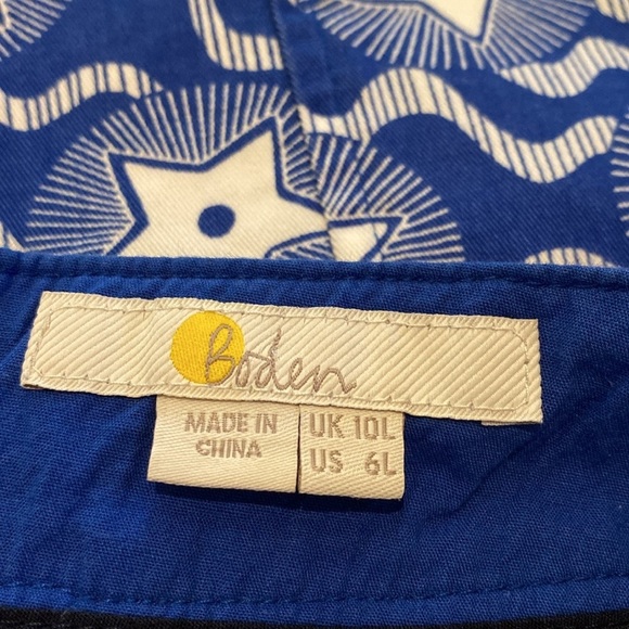 Boden Helena Chino Blue & White Star Print Mini Skirt US 6 LONG - Picture 2 of 9